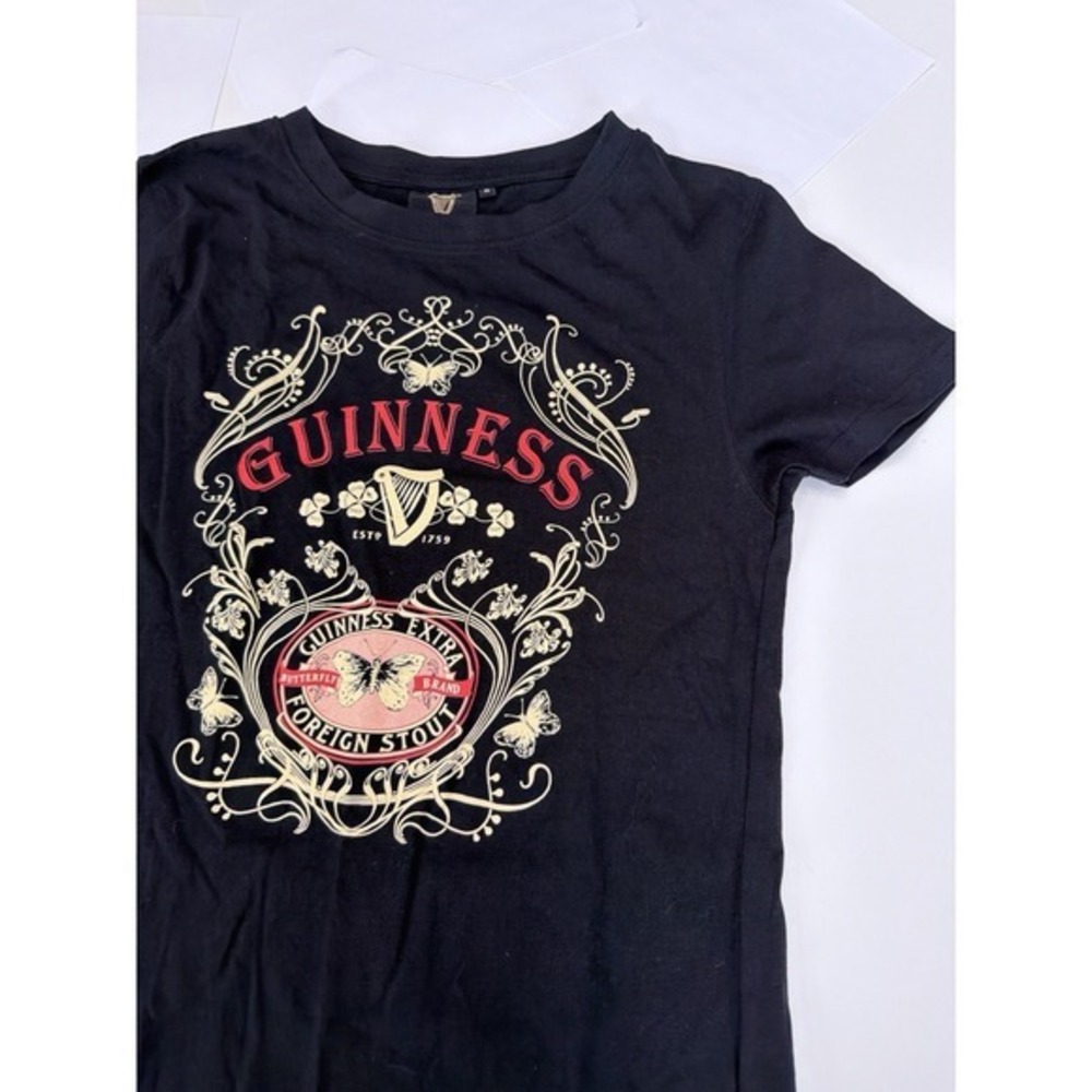 Guinness Butterfly Graphic T-Shirt Black Women's XL Fits Small 17x24.5.     5037